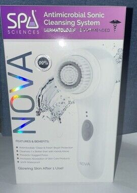Nova Spa Science Antimicrobial Sonic Face Cleansing System White New Sealed